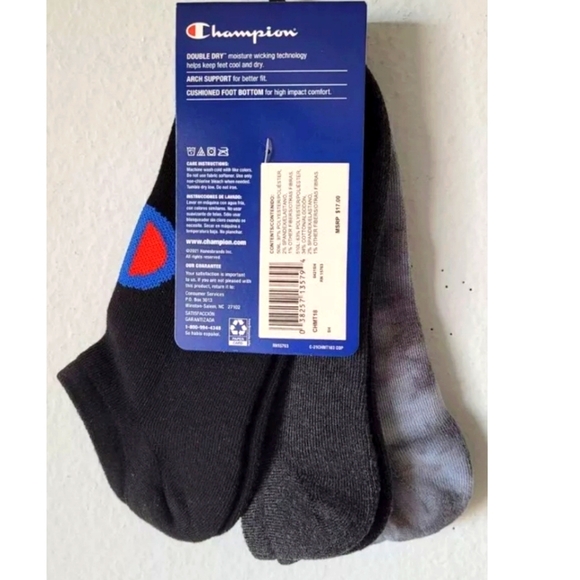 NWT Men's Champion 3 Pairs Super No Show Socks - Picture 9 of 9